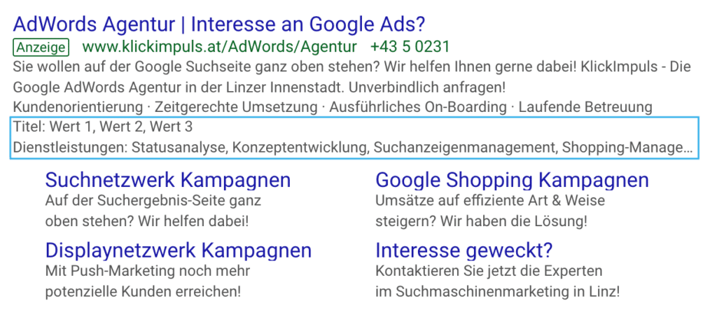 Beispielbild Snippet-Erweiterungen