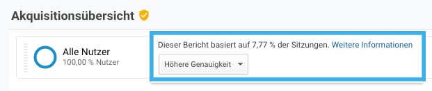 Google Analytics Bericht mit Sampling