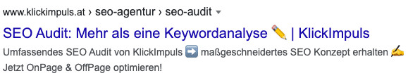 Search Snippet der Landingpage SEO Audit