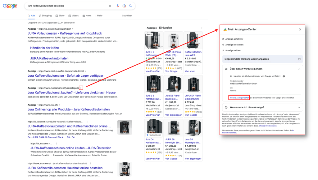google ads anzeigen center