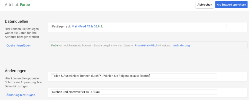 google merchant center feedregel farbe