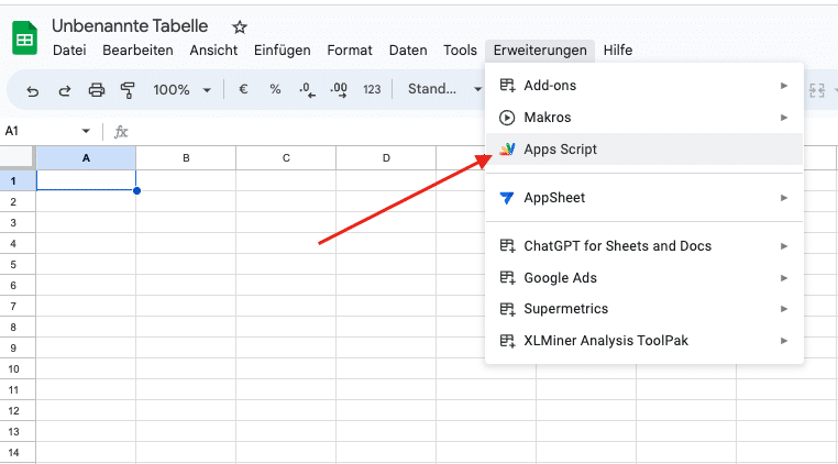 Google Spreadsheet Scripteditor