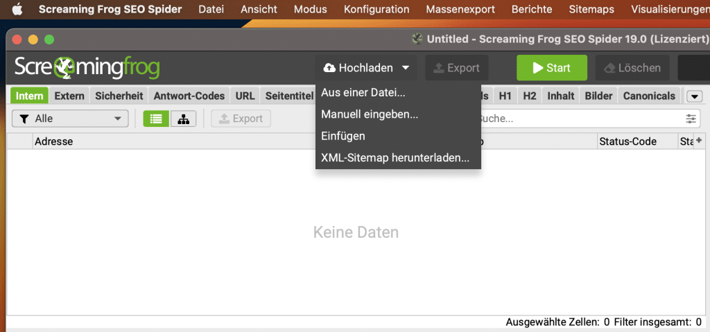 Lade deine Redirect Liste hoch