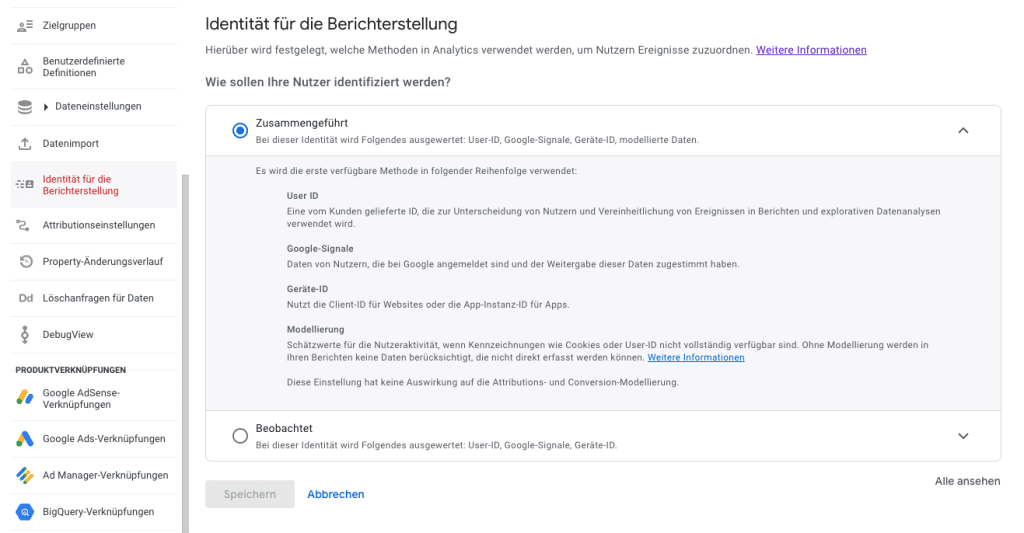GA4 Datenmodellierung aktiv