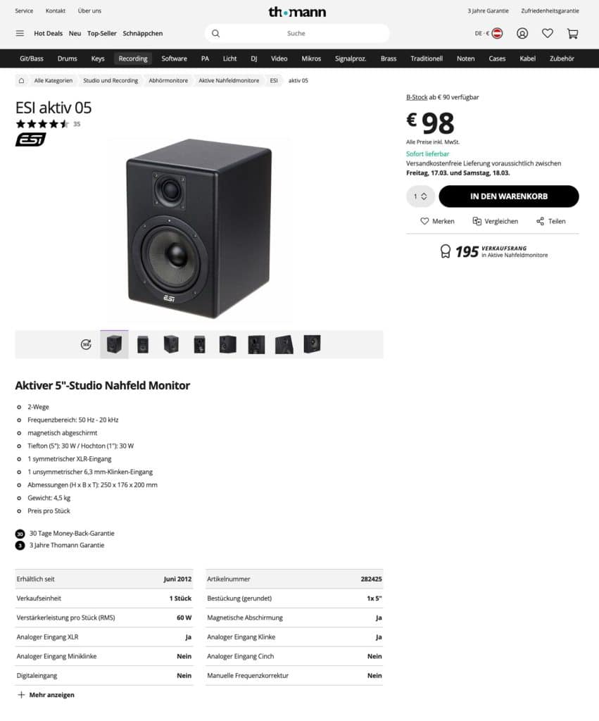 Thomann Produktdetailseite ESI Aktiv 05