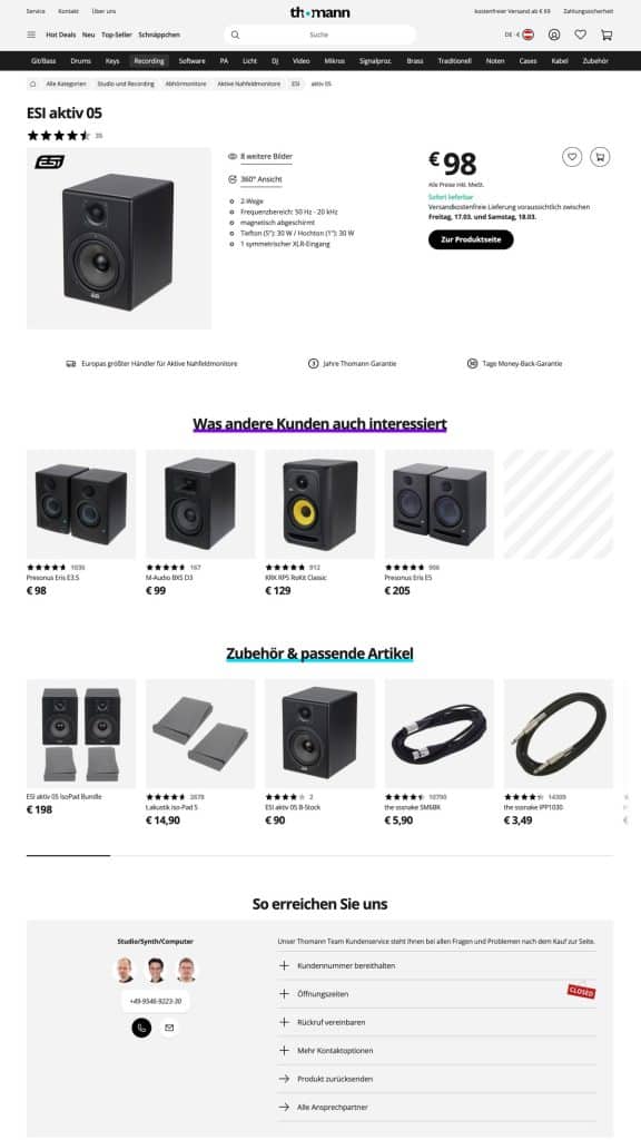 Thomann Shopping Ad Landingpage ESI Aktiv 05