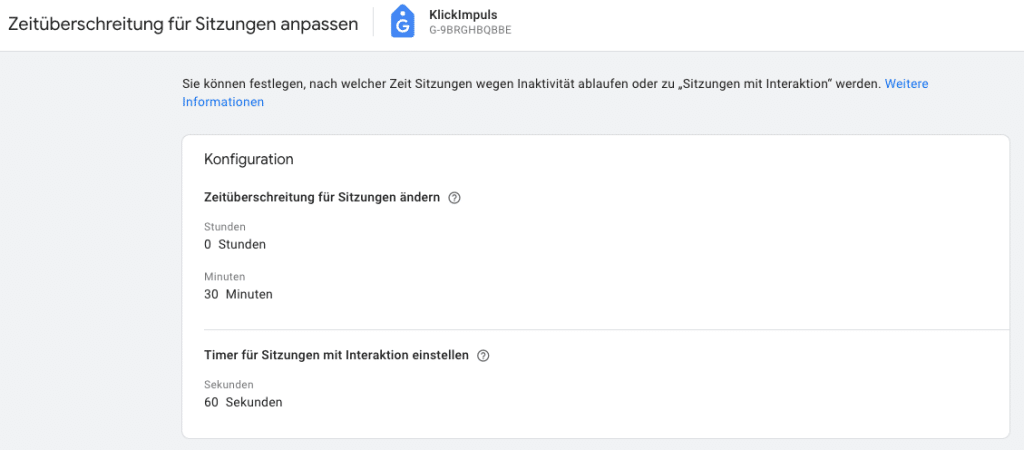 GA4 Zeitüberschritung für Sitzungen anpassen