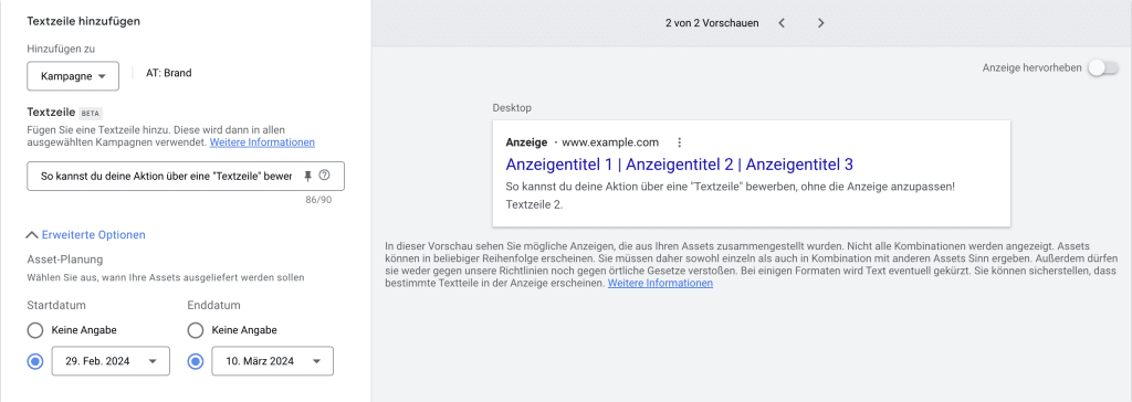 erweiterungstyp textzeile