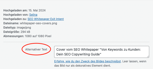 Alternativtext in WordPress hinterlegen