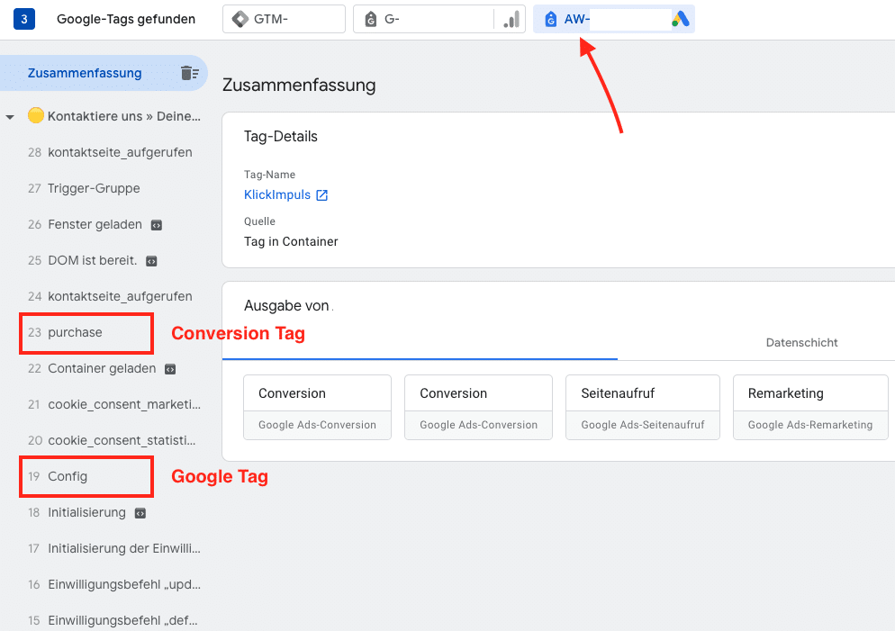 GTM Vorschau korrekte Tag Reihenfolge
